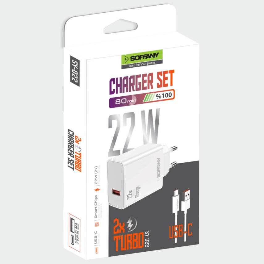 SY-022 22W TURBO USB-C Şarj & Data Kablosu