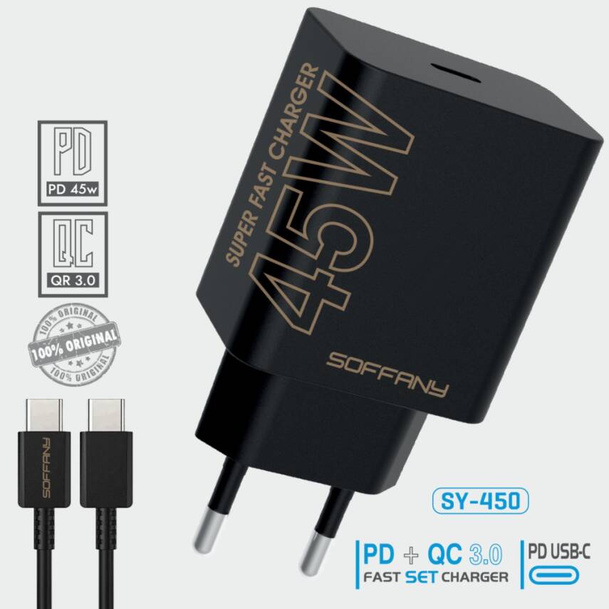 SY-450 45W PD TURBO C-to-C Şarj & Data Kablosu