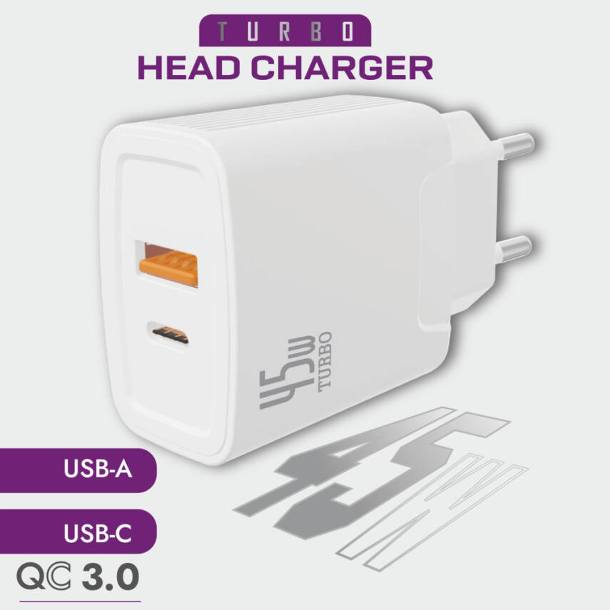 SY-214 45W Usb-A ve Usb-C Şarj Adaptörü
