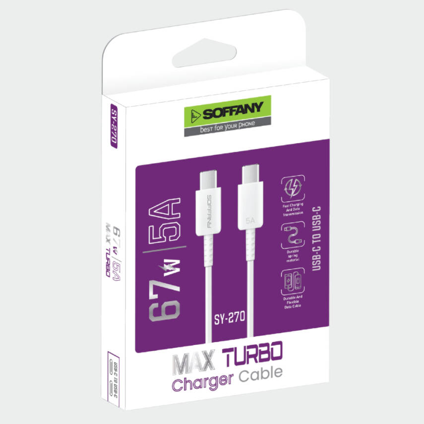 SY-270 67W Type-C to Type-C Turbo USB Data Kablosu