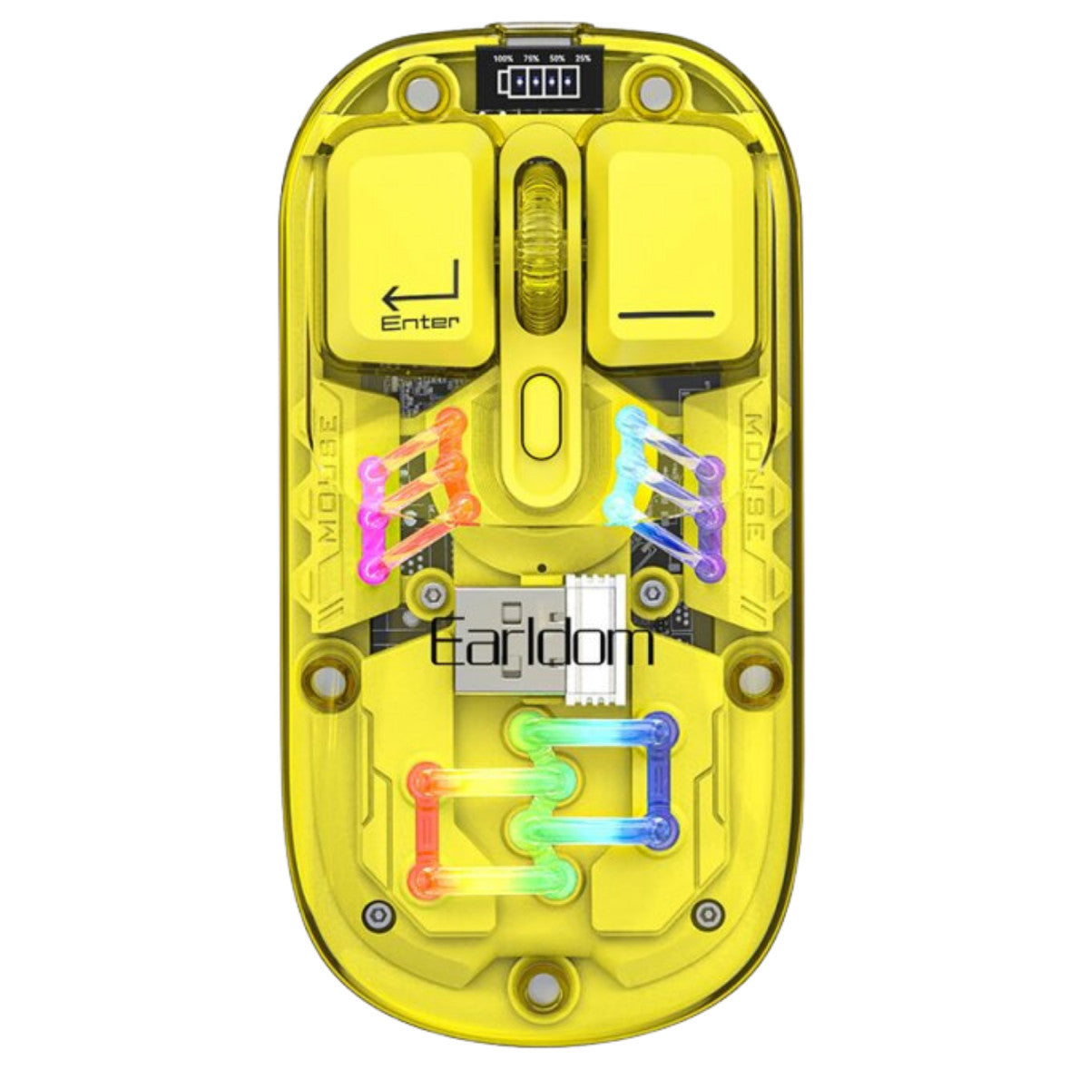 Earldom KM16 1600 DPI Sessiz Transparan Yapılı RGB Kablosuz Ofis Mouse