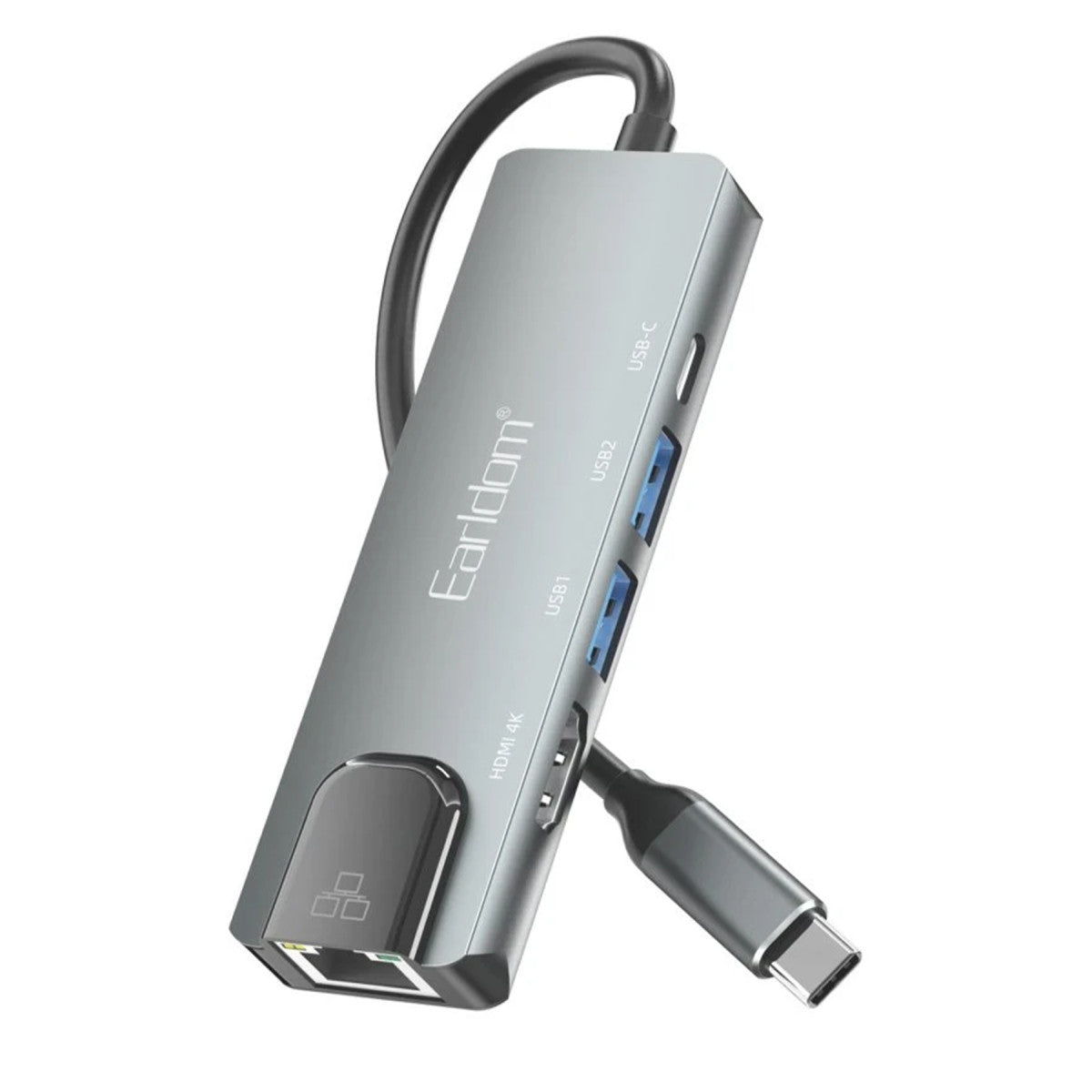 Earldom W27 5in1 1 Adet 4K HDMI / 2 Adet USB / 1 Adet Type-C Çıkışlı / 1 Adet RJ45 100 Mbps Ethernet Çıkışlı Type-C Girişli Hub Dönüştürücü