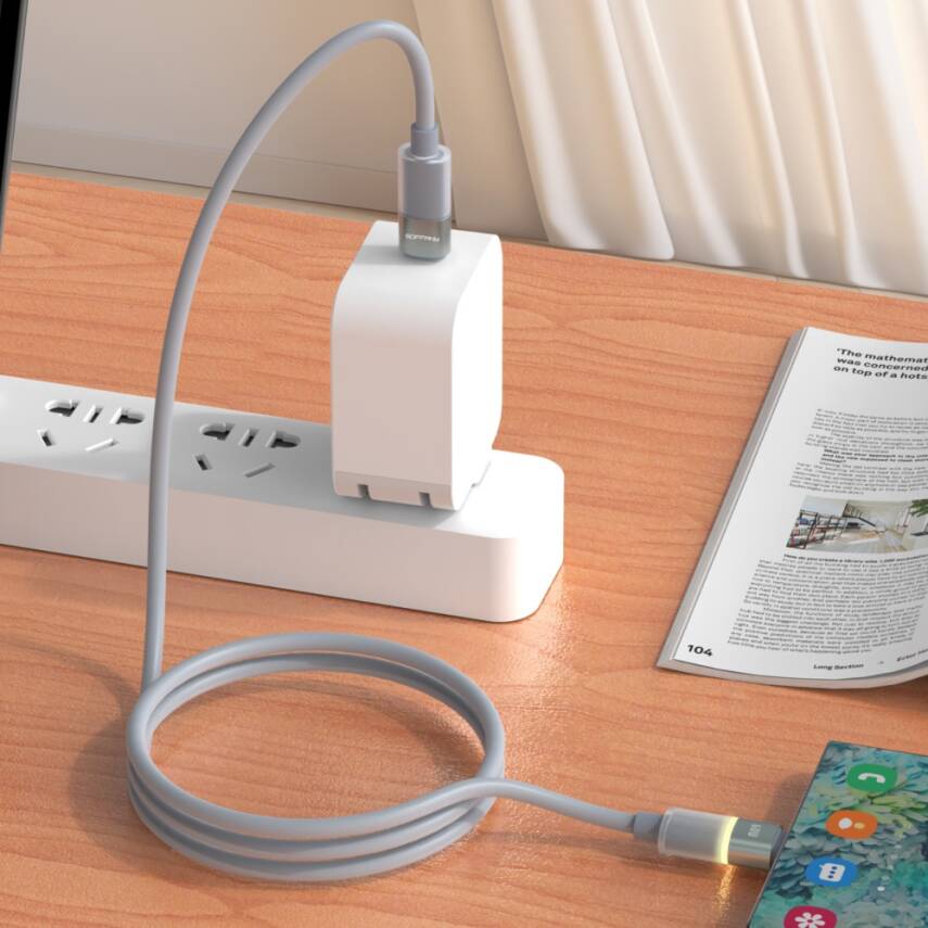 HM-280-012 USB-C to USB-C 60W Warm LED Şarj ve Data Kablosu – 1 Metre