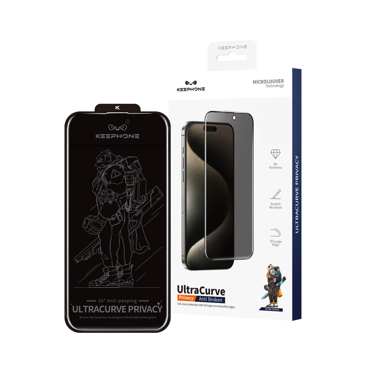 Keephone Apple iPhone 17 Air UltraCurve Privacy 3D Cam Ekran Koruyucu