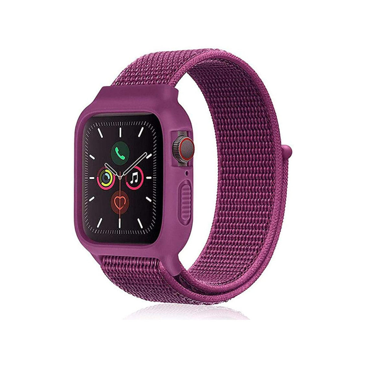 Newface Apple Watch 38mm Hasırlı Cırtcırtlı Kasalı Kordon