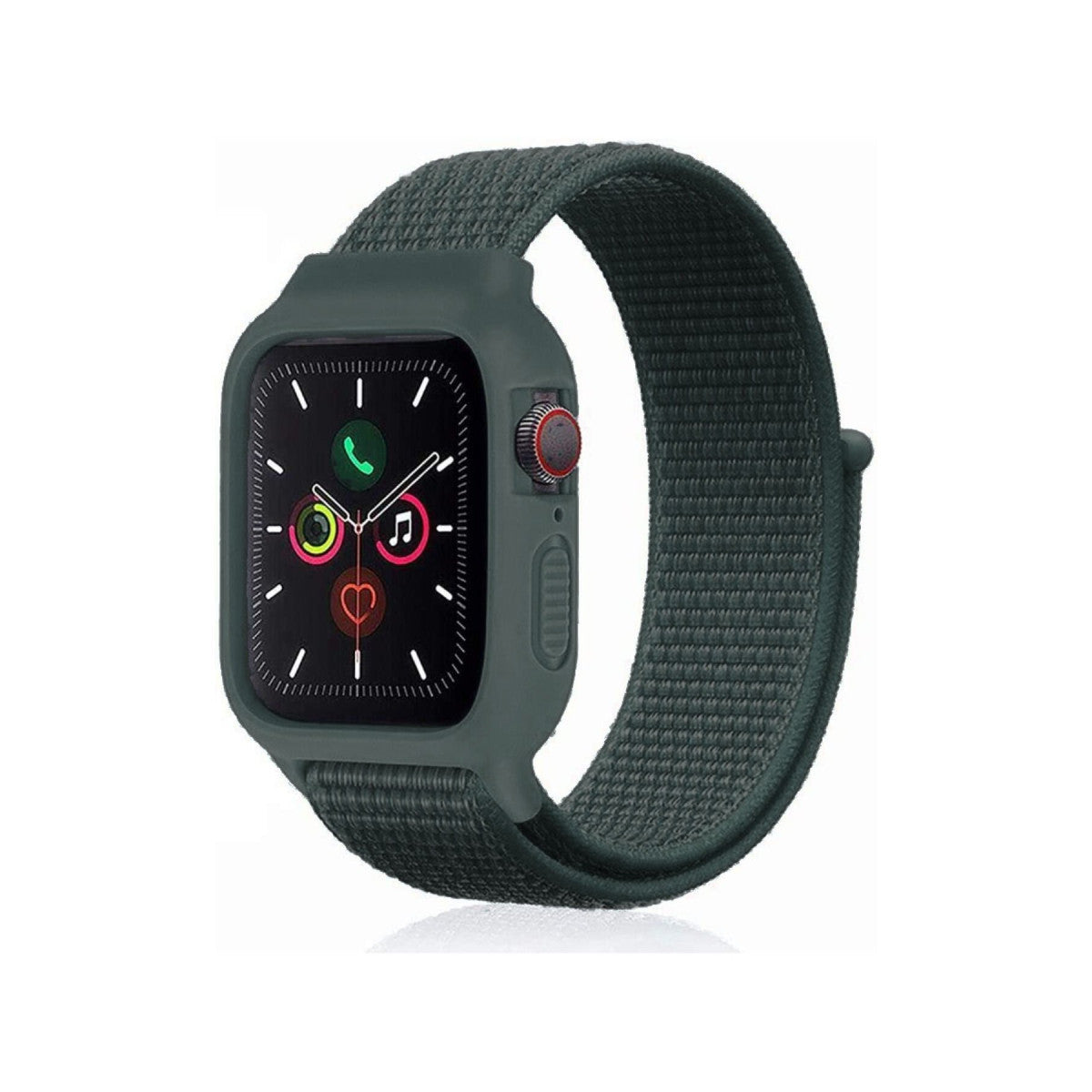 Newface Apple Watch 38mm Hasırlı Cırtcırtlı Kasalı Kordon