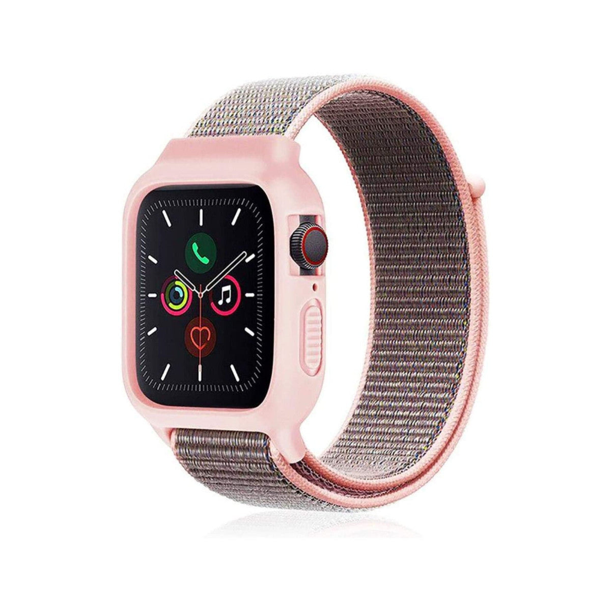 Newface Apple Watch 38mm Hasırlı Cırtcırtlı Kasalı Kordon