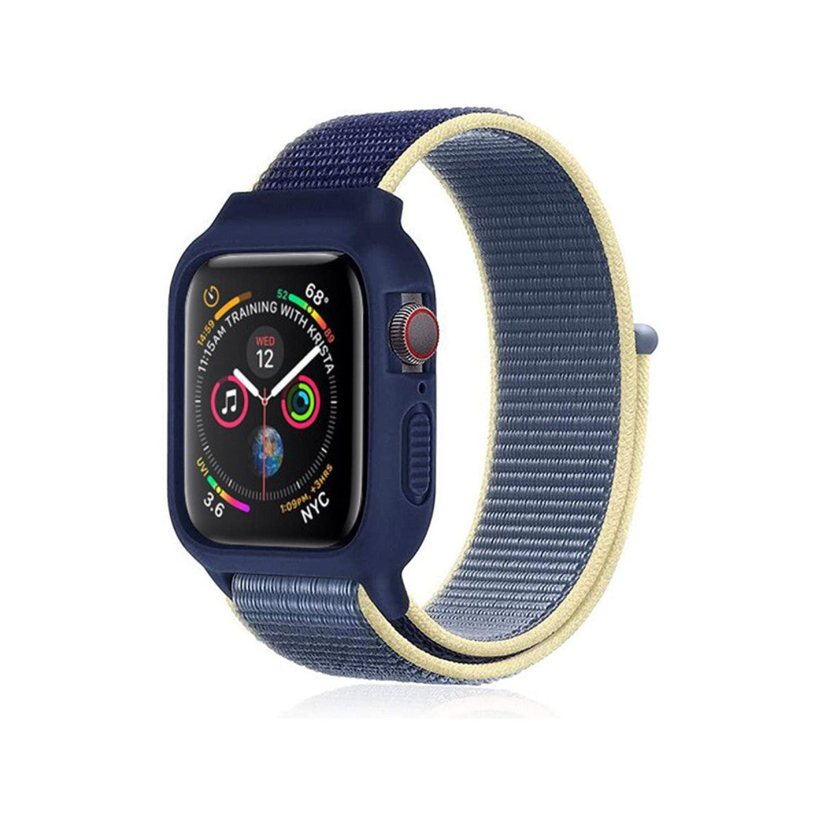 Newface Apple Watch 38mm Hasırlı Cırtcırtlı Kasalı Kordon