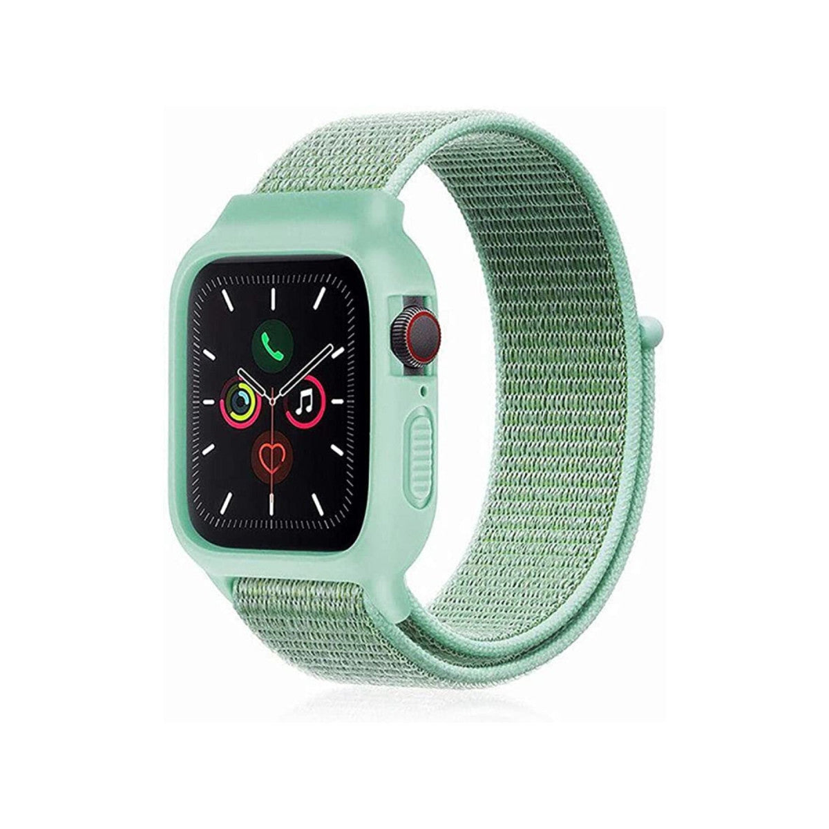 Newface Apple Watch 38mm Hasırlı Cırtcırtlı Kasalı Kordon