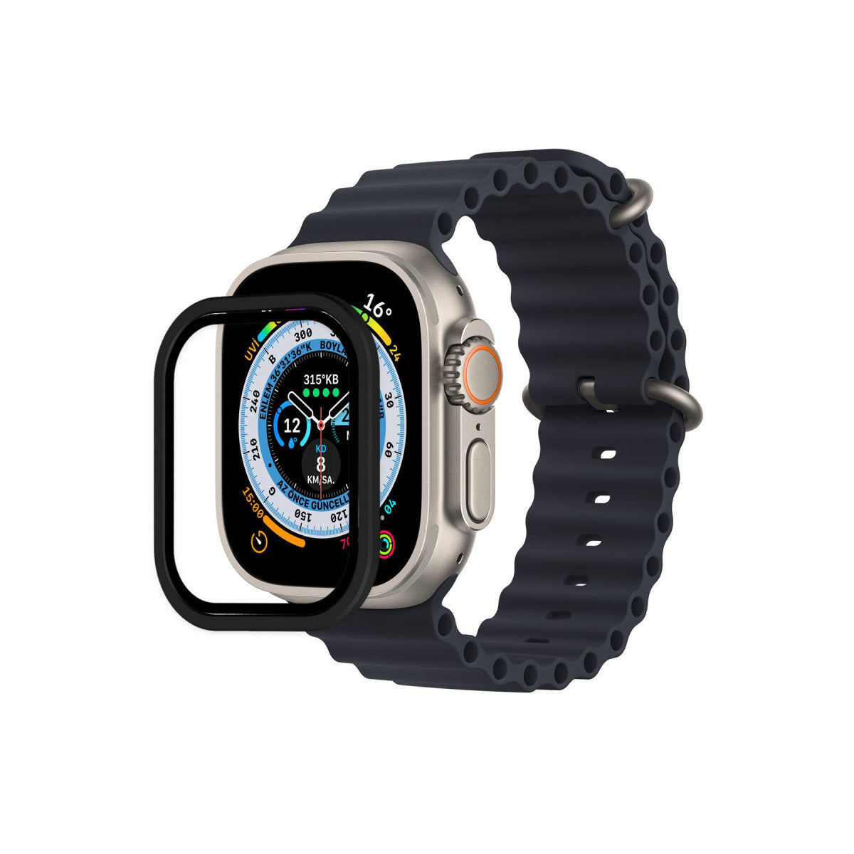 Newface Apple Watch Ultra 49mm Alüminyum Kasa Cam Ekran Koruyucu
