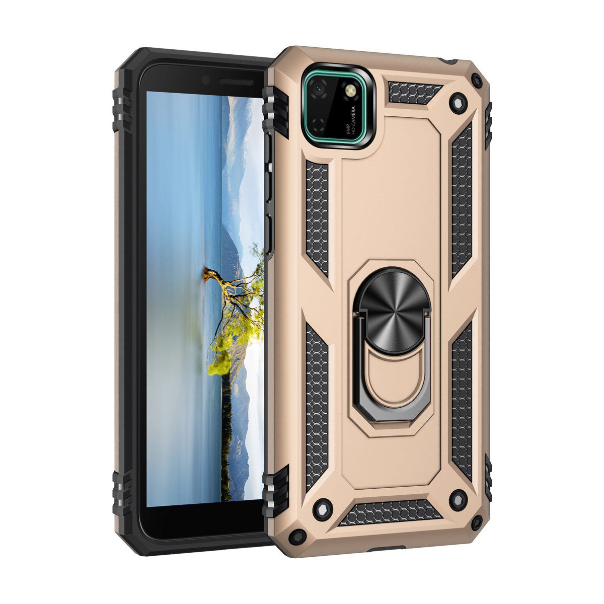 Newface Huawei Y5P Kılıf Sofya Yüzüklü Silikon Kapak