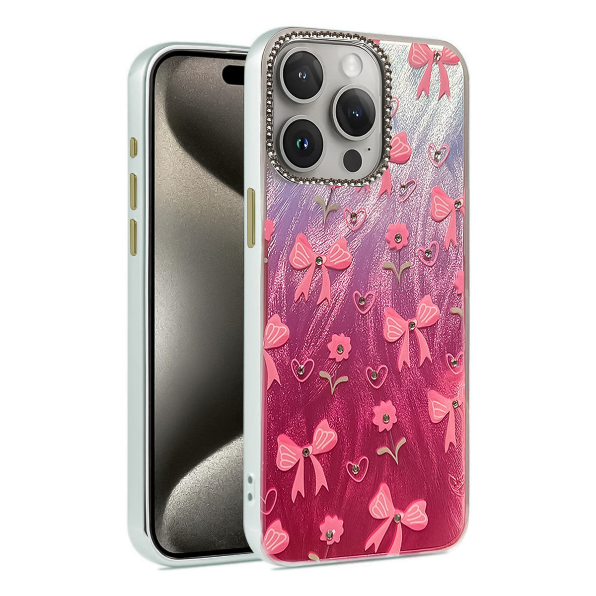 Newface iPhone 15 Pro Max Kılıf Blade Aynalı Desenli Kapak