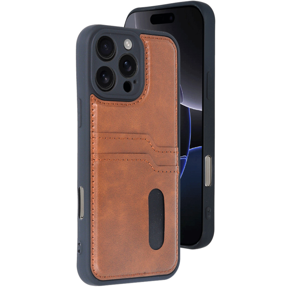 Newface iPhone 16 Pro Kılıf Sara Kartvizitli Deri Kılıf