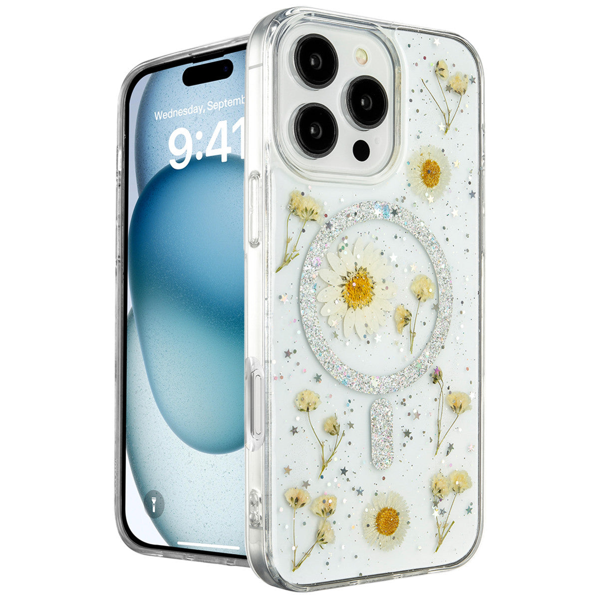 Newface iPhone 16 Pro Max Kılıf Daisy Simli Magsafe Kapak