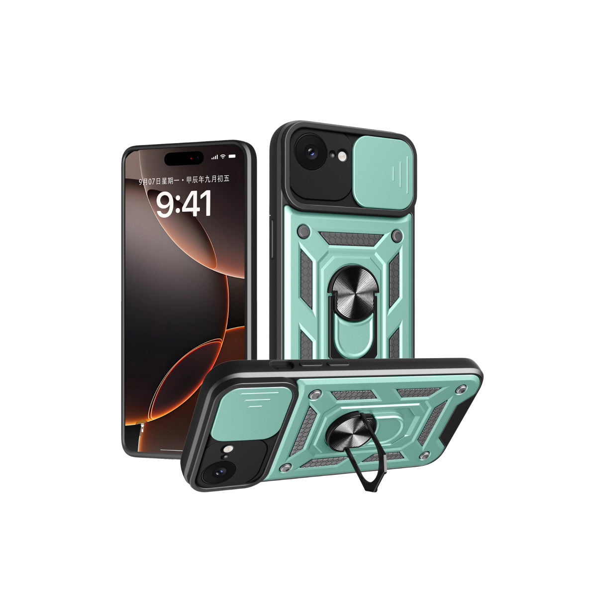 Newface iPhone 16E Kılıf Pars Lens Yüzüklü Silikon