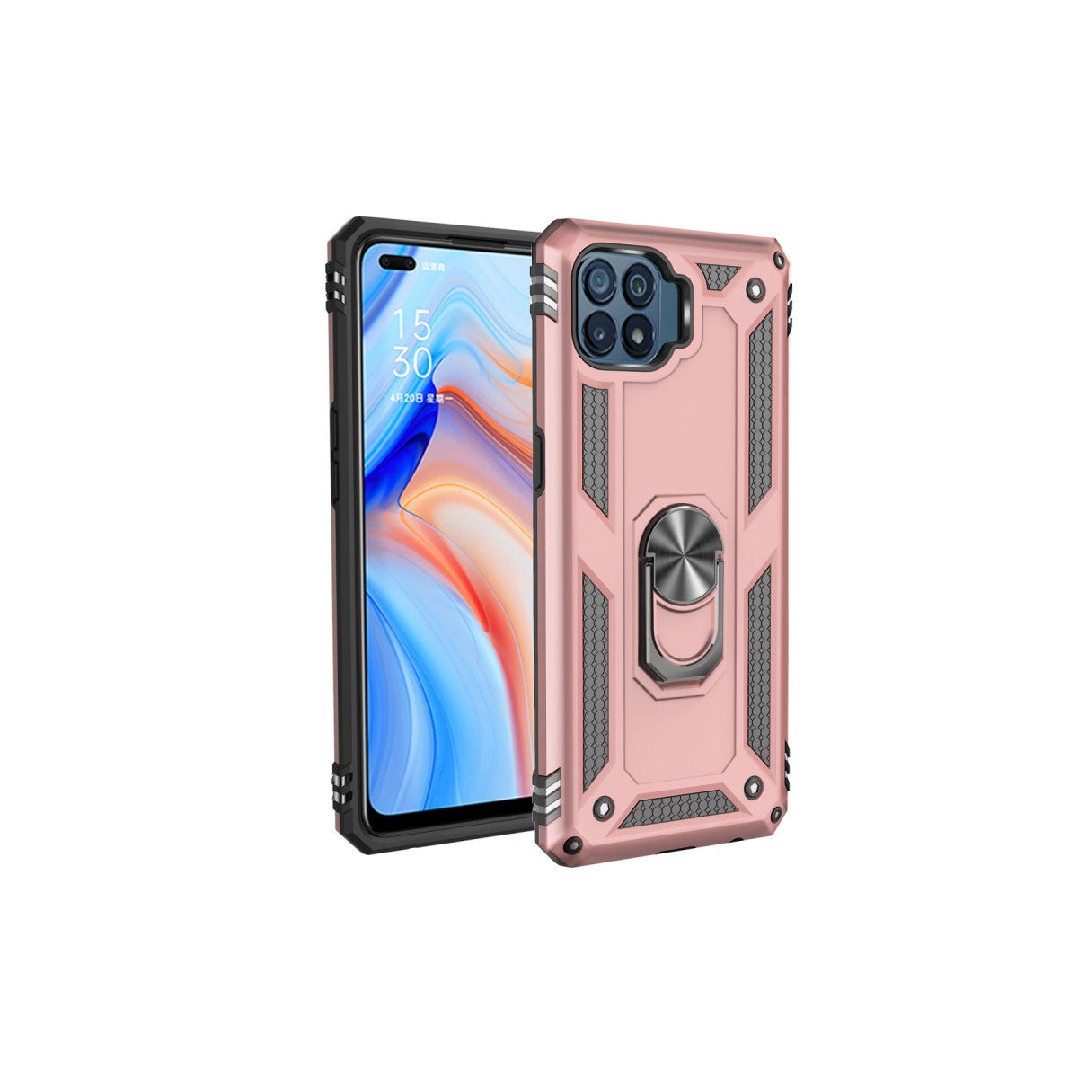 Newface Oppo Reno 4 Lite Kılıf Sofya Yüzüklü Silikon Kapak