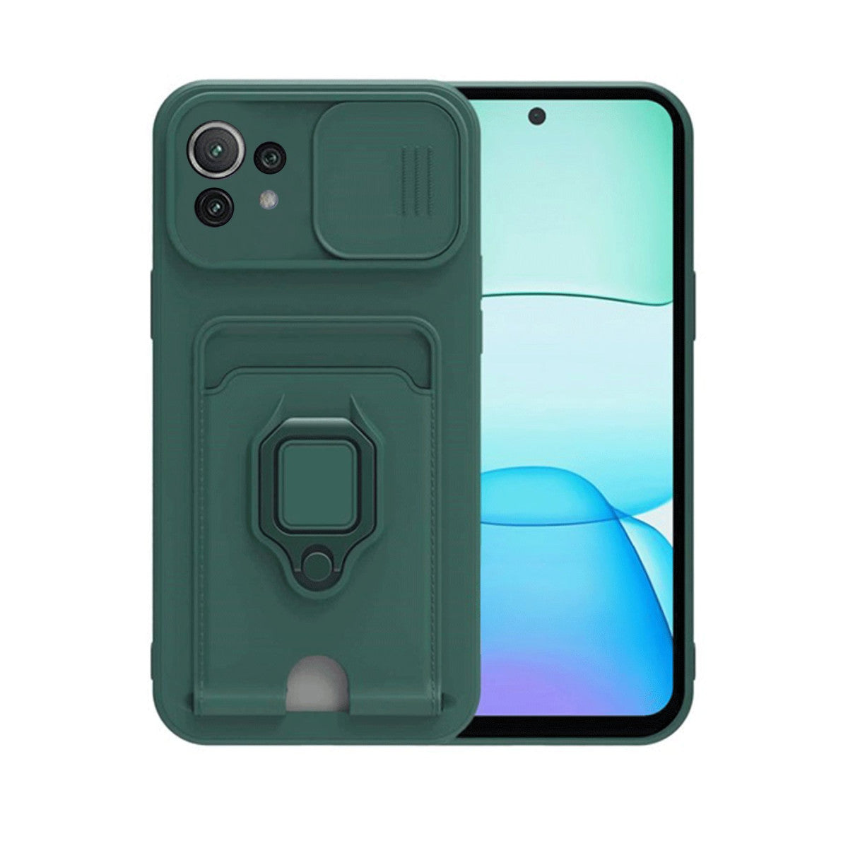 Newface Xiaomi Mİ 11 Lite Kılıf Zuma Kartvizitli Yüzüklü Silikon