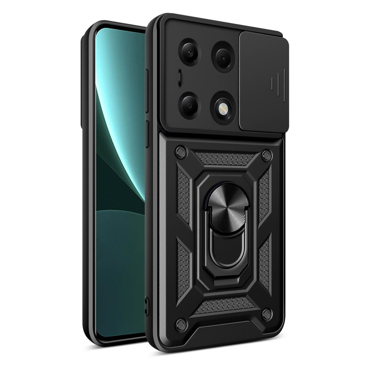 Newface Xiaomi Poco M6 Pro 4G Kılıf Pars Lens Yüzüklü Silikon