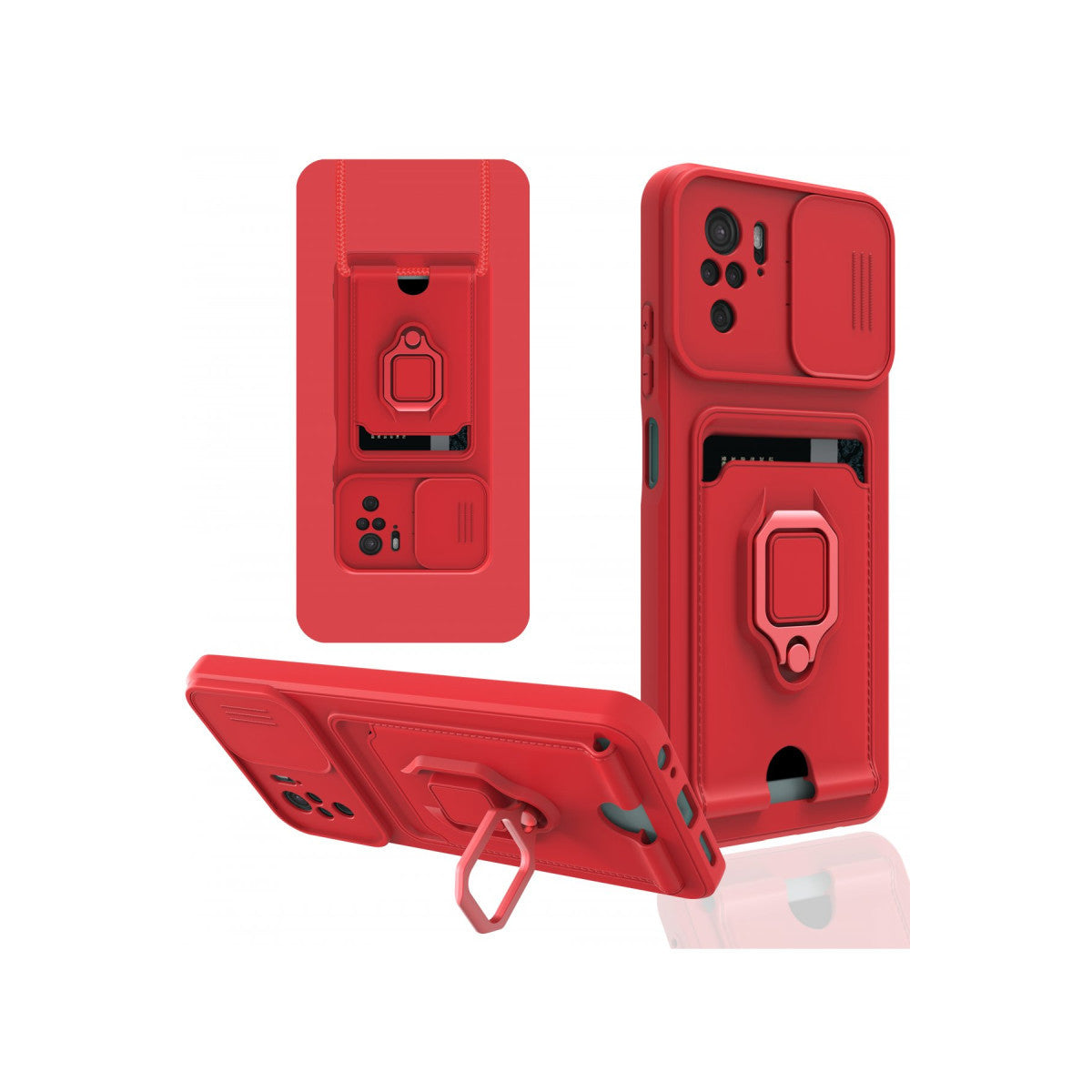 Newface Xiaomi Redmi Note 10 Kılıf Zuma Kartvizitli Yüzüklü Silikon