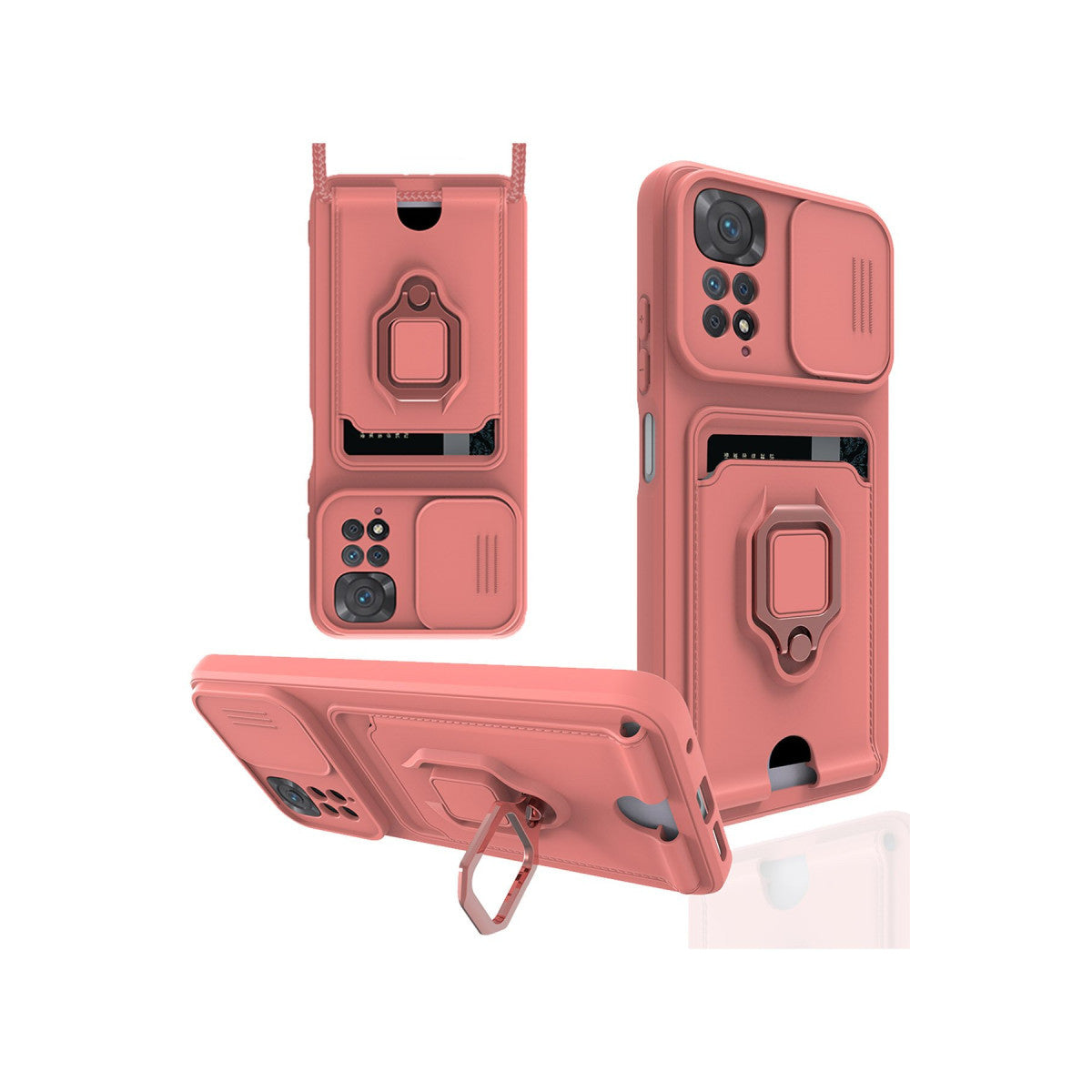 Newface Xiaomi Redmi Note 11 Kılıf Zuma Kartvizitli Yüzüklü Silikon