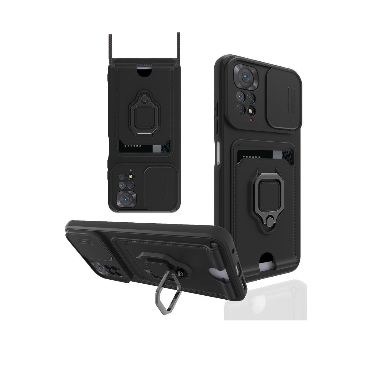 Newface Xiaomi Redmi Note 11 Pro Kılıf Zuma Kartvizitli Yüzüklü Silikon