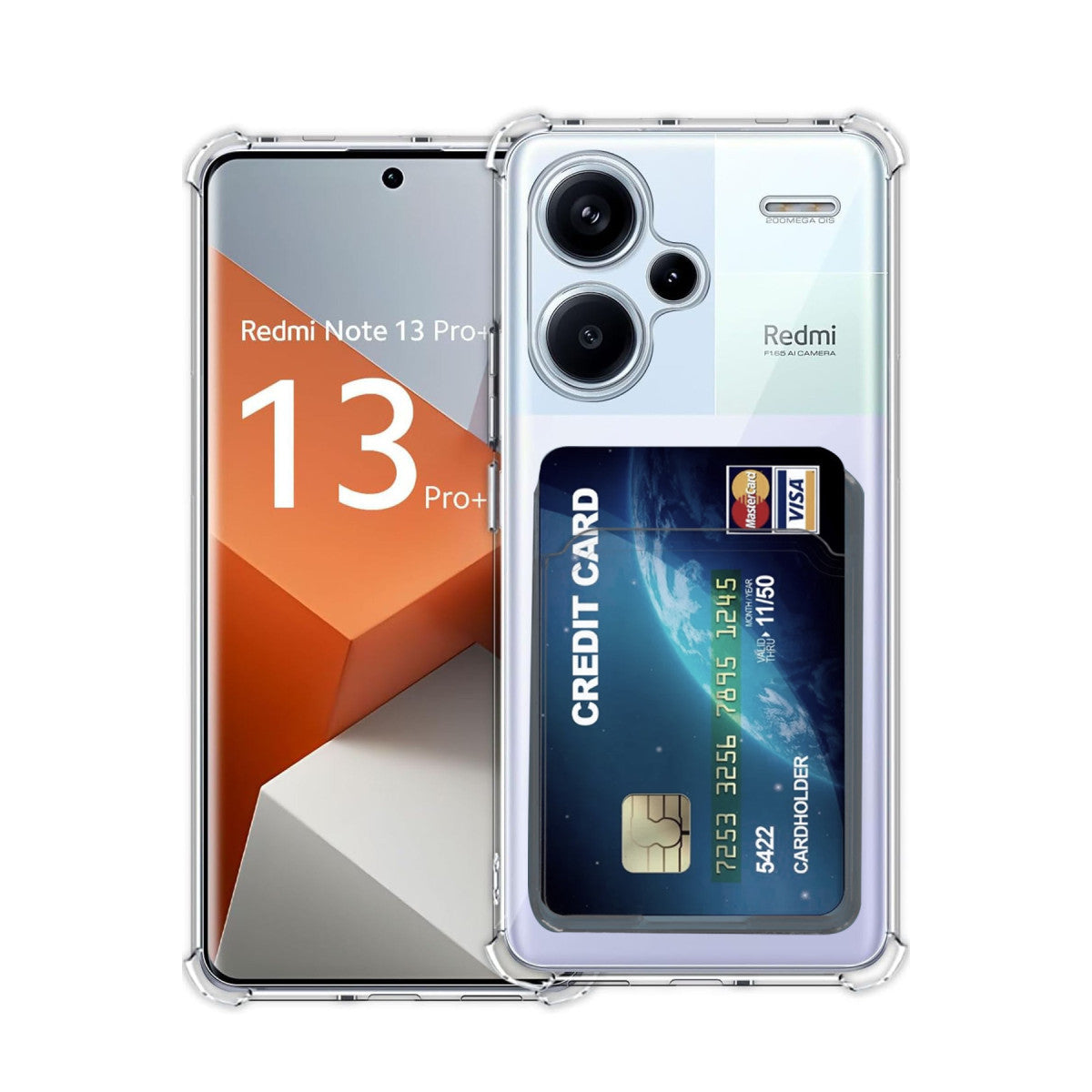 Newface Xiaomi Redmi Note 13 Pro Plus Kılıf Kart Şeffaf Silikon