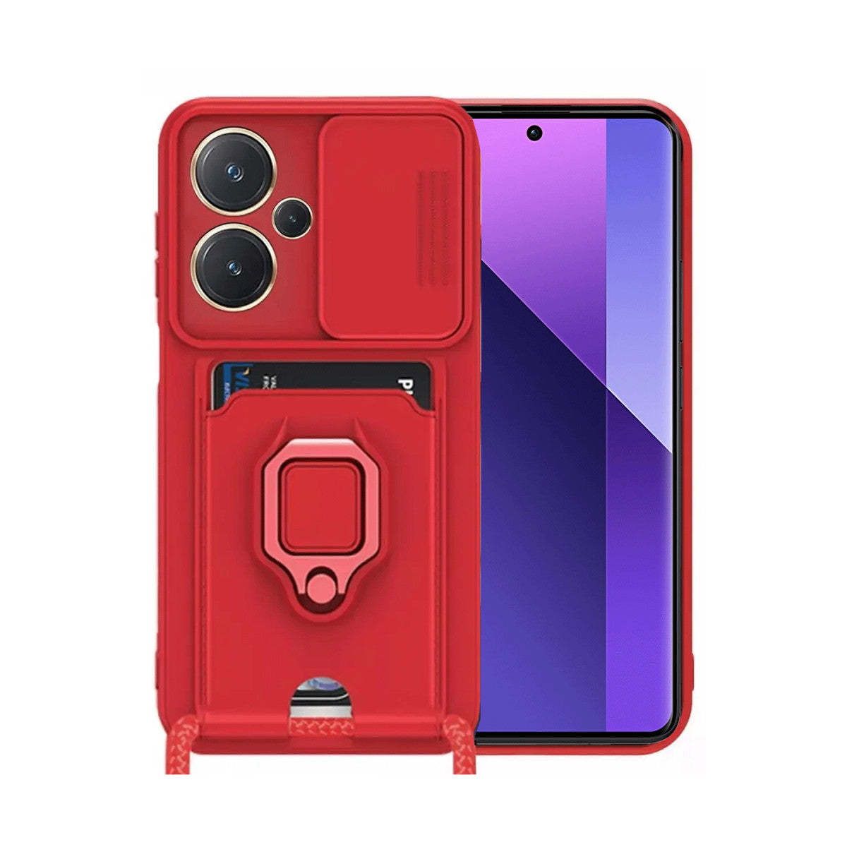 Newface Xiaomi Redmi Note 13 Pro Plus Kılıf Zuma Kartvizitli Yüzüklü Silikon