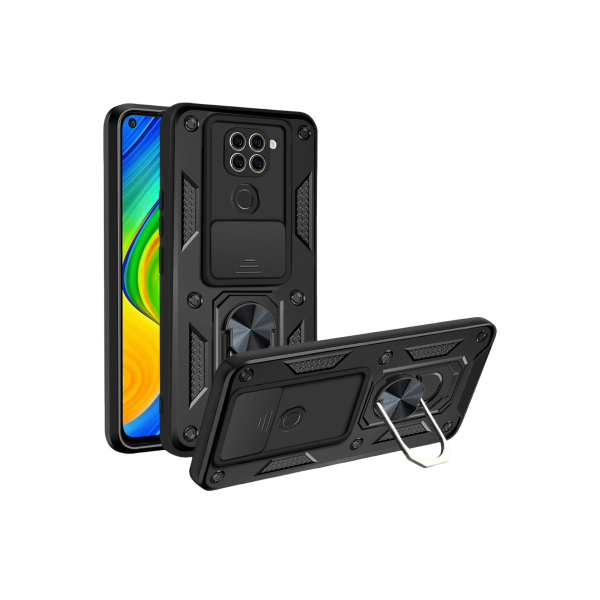 Newface Xiaomi Redmi Note 9 4G Kılıf Pars Lens Yüzüklü Silikon