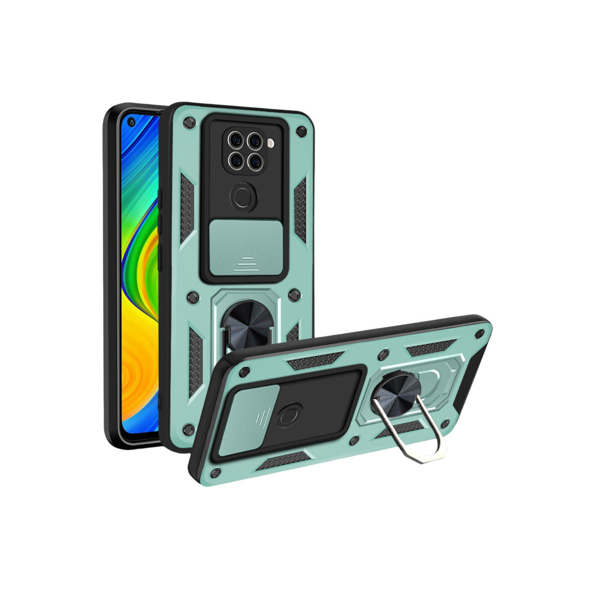 Newface Xiaomi Redmi Note 9 4G Kılıf Pars Lens Yüzüklü Silikon