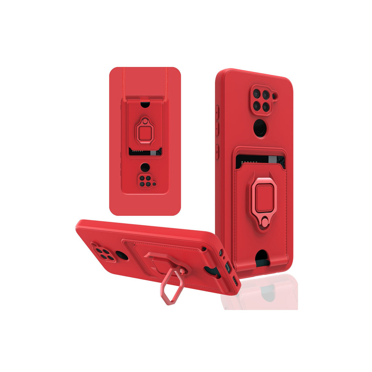 Newface Xiaomi Redmi Note 9 Kılıf Zuma Kartvizitli Yüzüklü Silikon