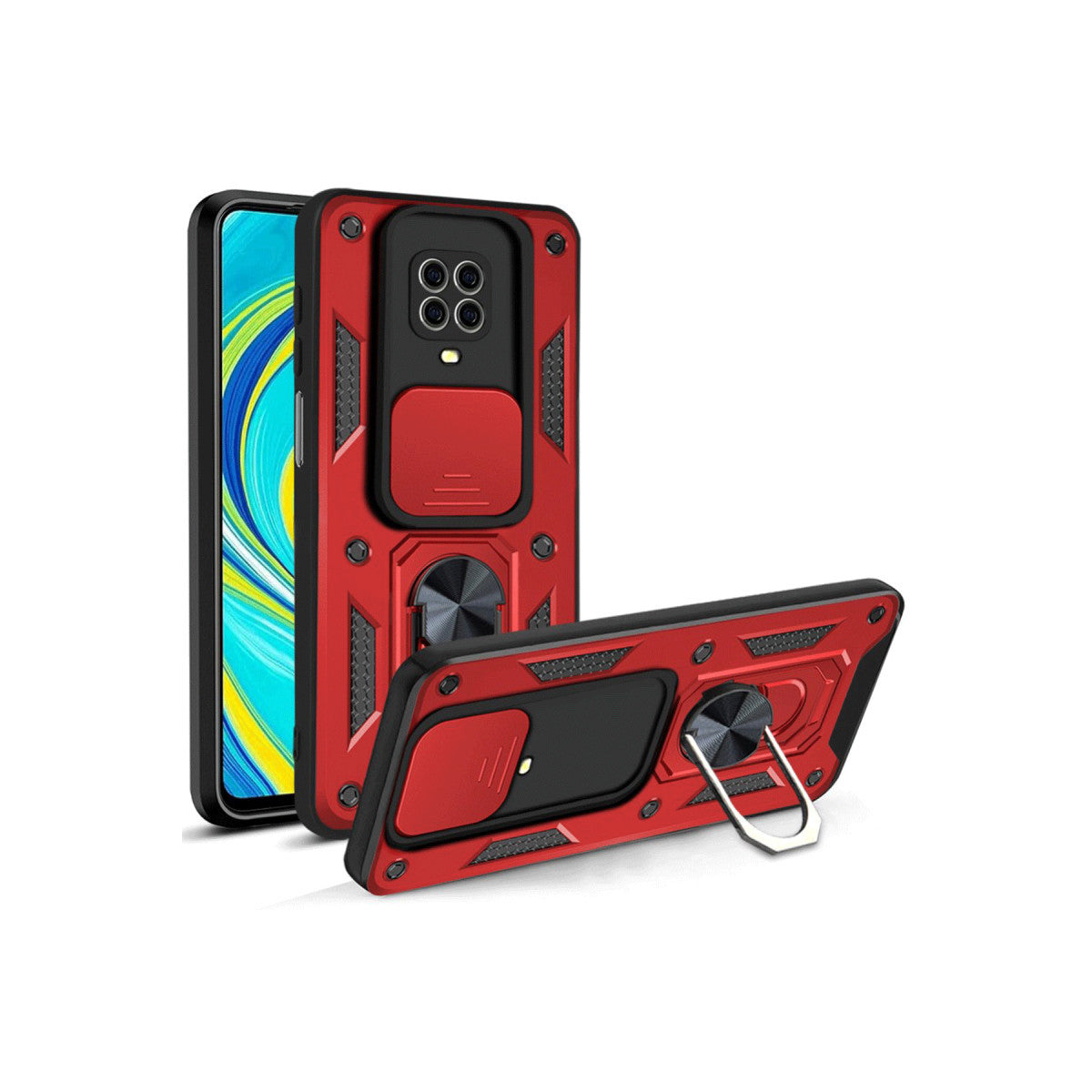 Newface Xiaomi Redmi Note 9 Pro Kılıf Pars Lens Yüzüklü Silikon