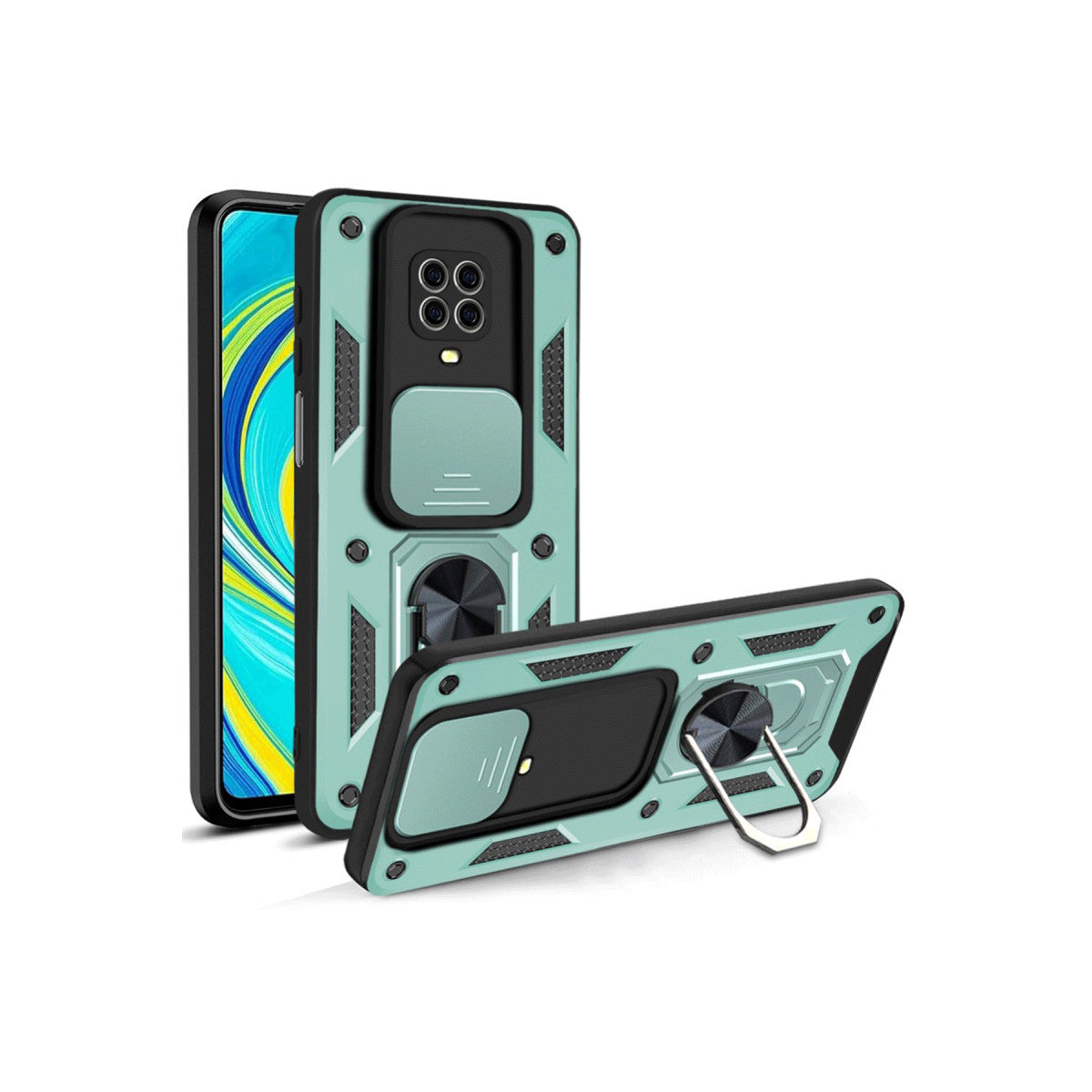 Newface Xiaomi Redmi Note 9 Pro Kılıf Pars Lens Yüzüklü Silikon