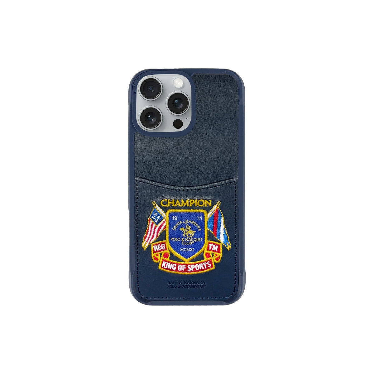 Santa Barbara Polo Racquet Club iPhone 16 Pro Max Abner İçi Süet Nakış Desenli Kartvizitli Kılıf