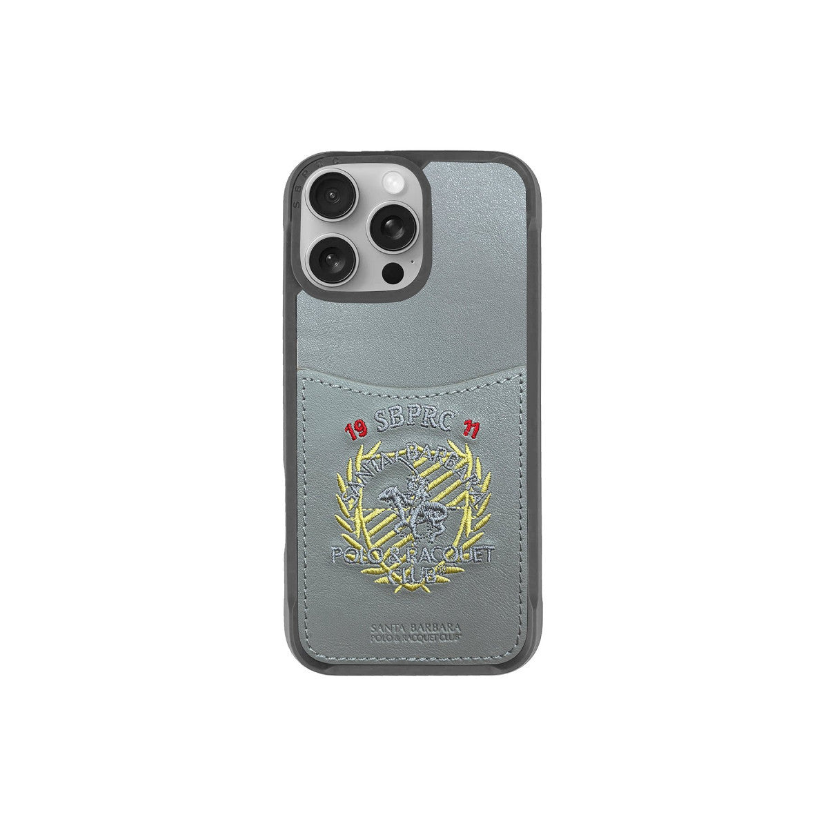 Santa Barbara Polo Racquet Club iPhone 16 Pro Max Abner İçi Süet Nakış Desenli Kartvizitli Kılıf