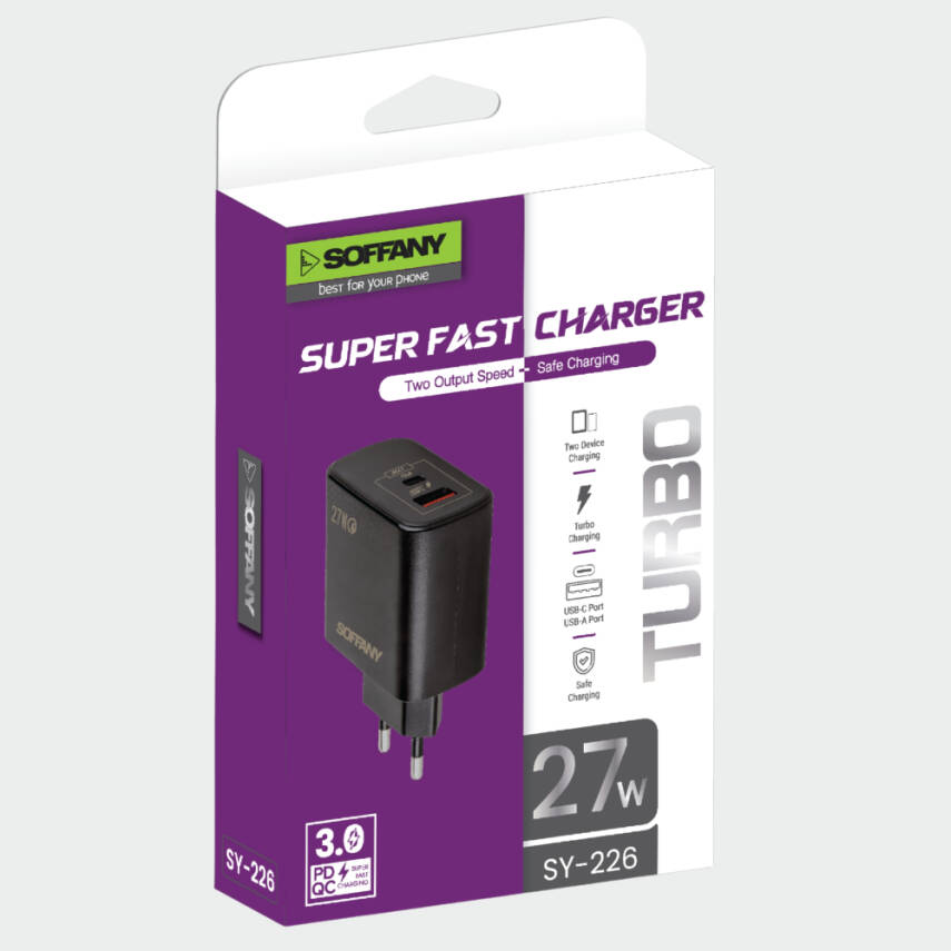 SY-226 USB-A + USB-C Süper Hızlı Şarj Başlığı