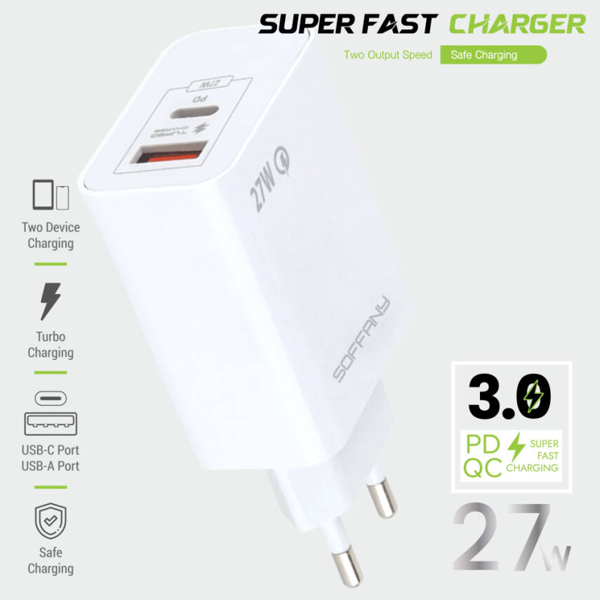 SY-228 USB-A + USB-C Turbo Şarj Başlığı