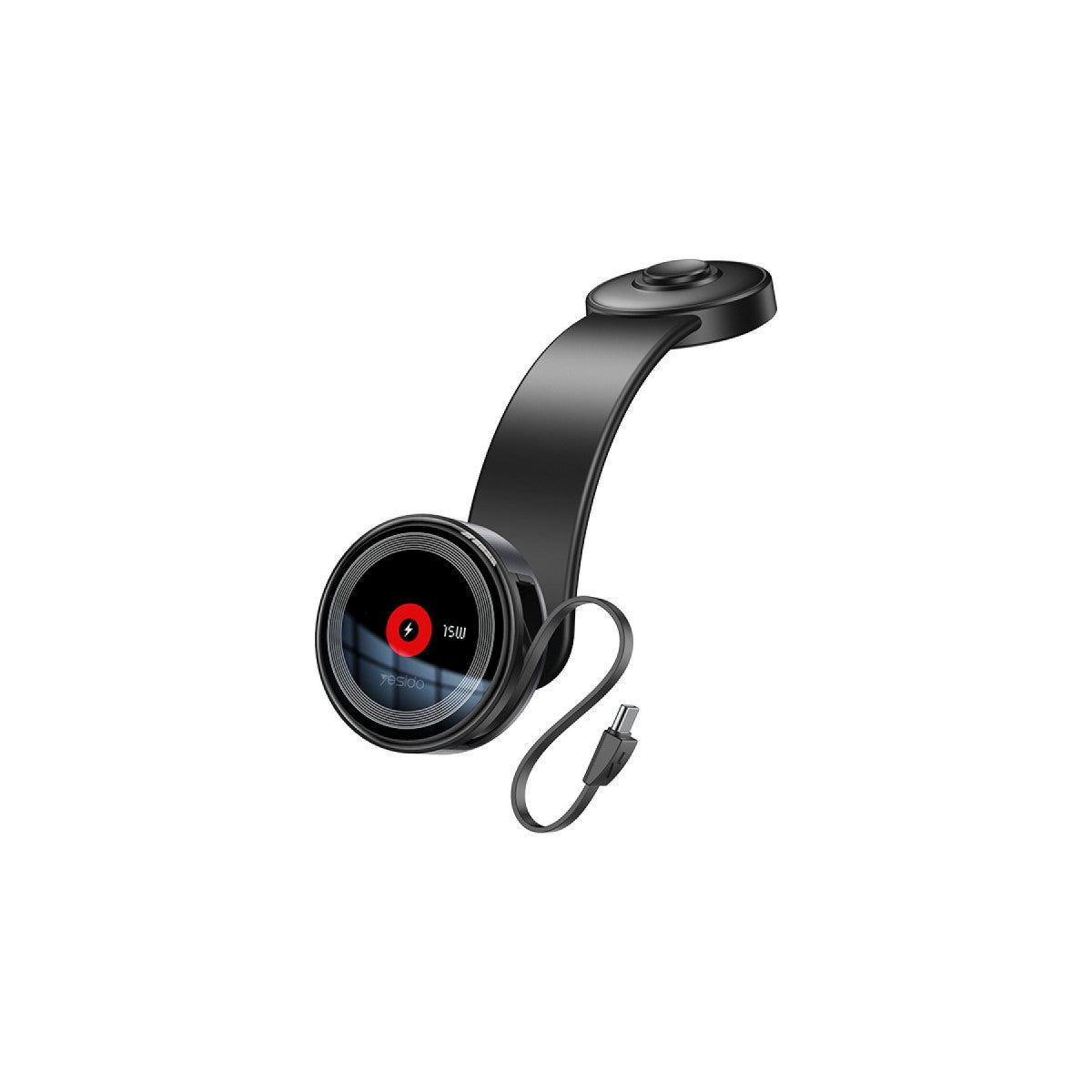 Yesido C314 Yapışkanlı 360 Derece Ayarlanabilir Cam Yüzeyli 15W Kablosuz Şarjlı Ekstra 90 Cm Dahili Type-C Kablolu Magsafe Araç Tutucu