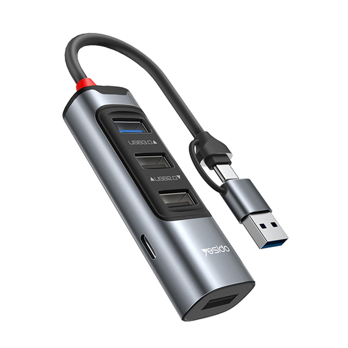 Yesido HB20 5in1 1 Adet USB 3.0 / 2 Adet Usb 2.0 / 1 Adet 100W Type-C Çıkışlı Usb ve Type-C Girişli Hub Dönüştürücü