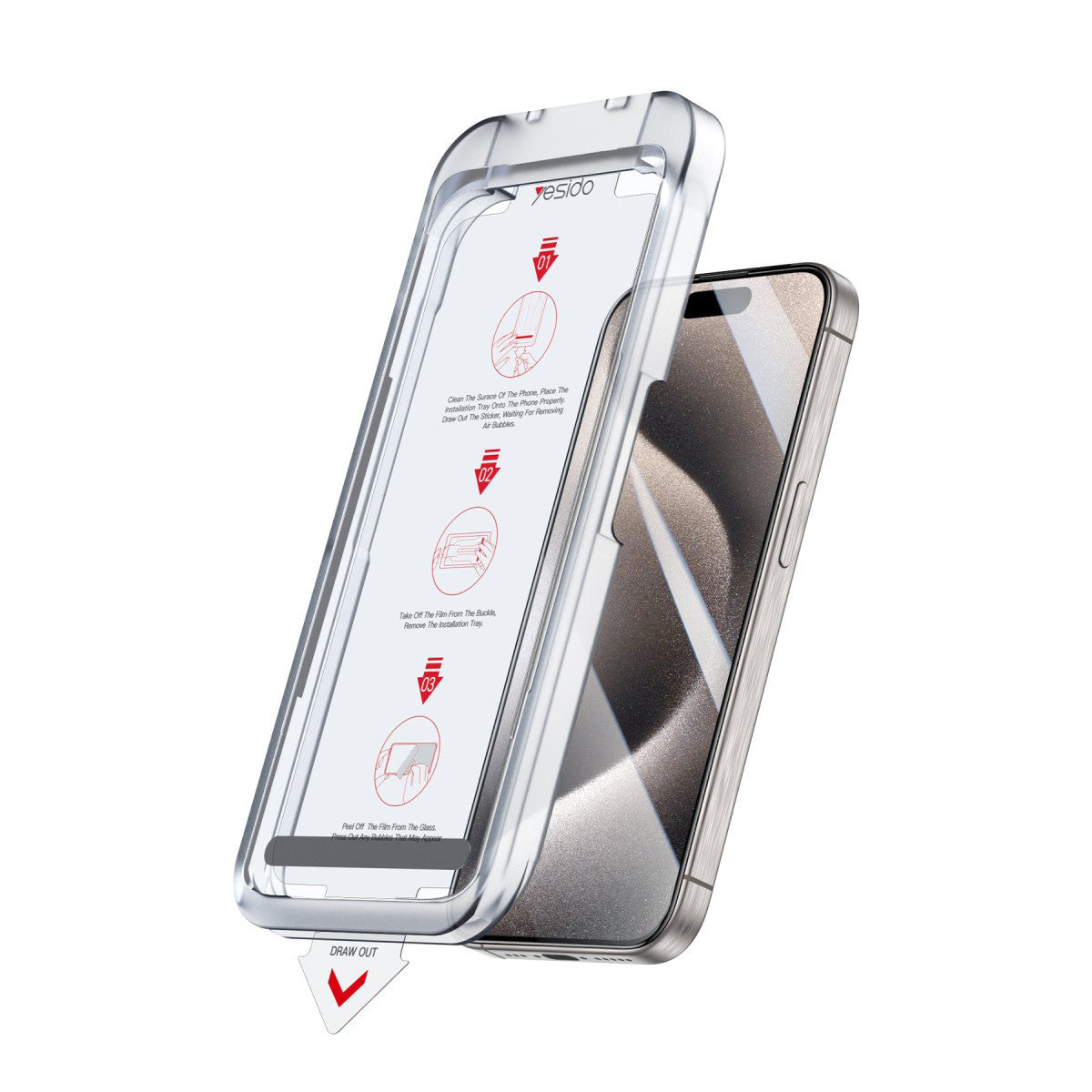 Yesido iPhone 15 Pro TG17 AutoKit Cam Ekran Koruyucu