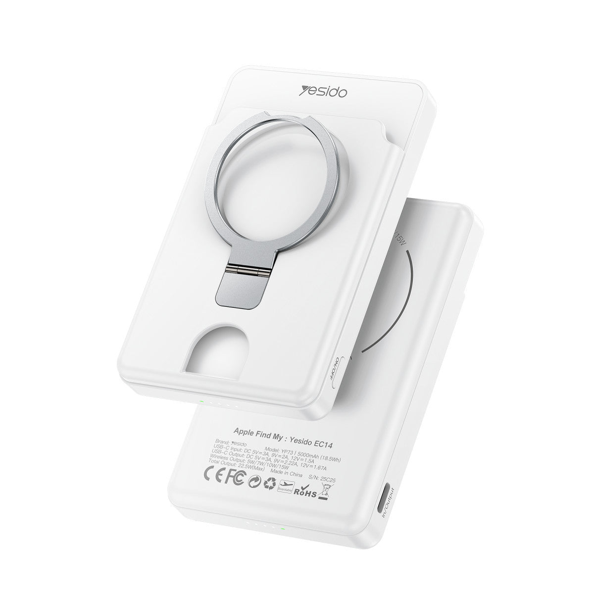 Yesido YP73 Apple Beni Bul Özellikli 5.000 mAh Kablosuz Magsafe Powerbank