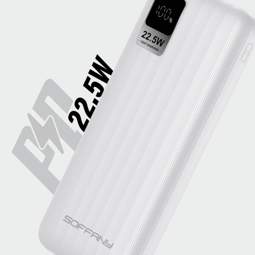AG03-001 10.000 mAh P.Bank 22.5W / 2 Type-C + 1 USB Çıkışlı Beyaz