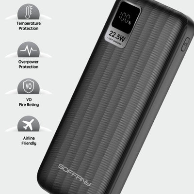 AG03-002 10.000 mAh P.Bank 22.5W / 2 Type-C + 1 USB Çıkışlı Siyah