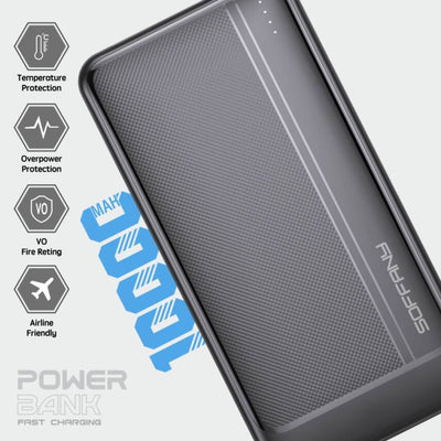 AG01-002 10.000 mAh P.Bank / 2 Type-C + 1 USB Girişli Siyah
