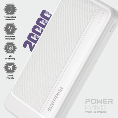 AG02-001 20.000 mAh P.Bank  / 2 Type-C + 1 USB Çıkışlı Beyaz