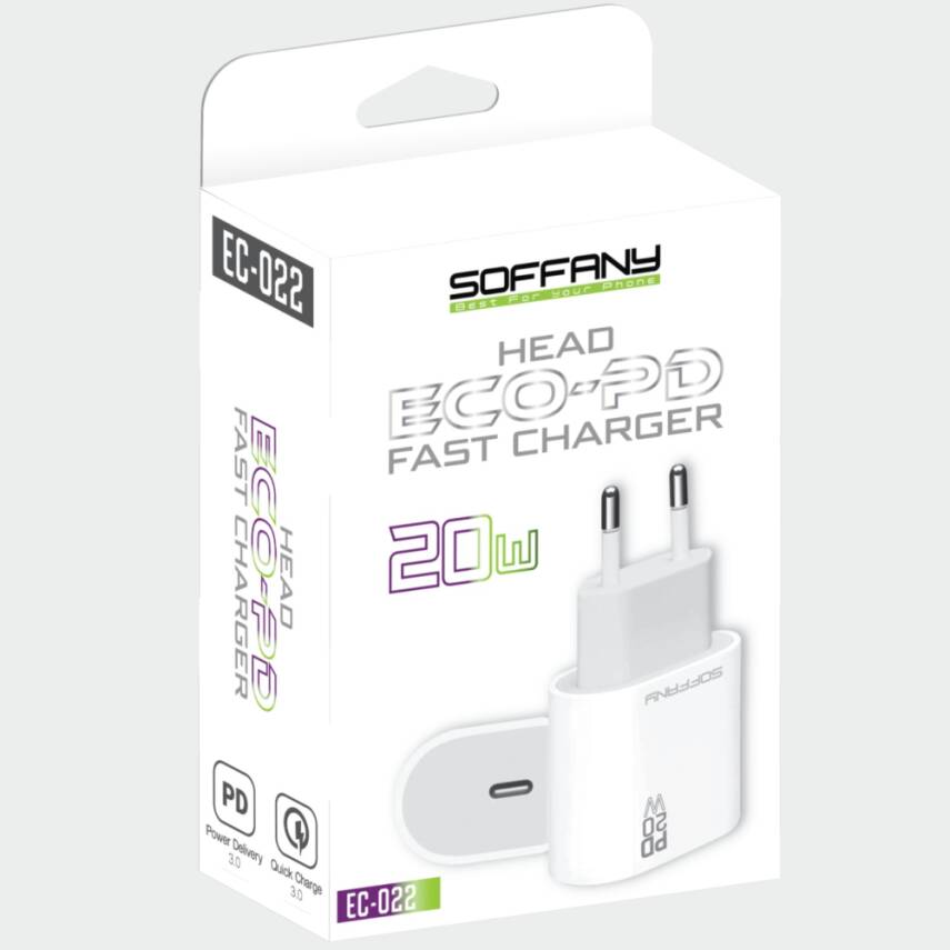 EC-022 20W PD USB-C Hızlı Şarj Adaptörü