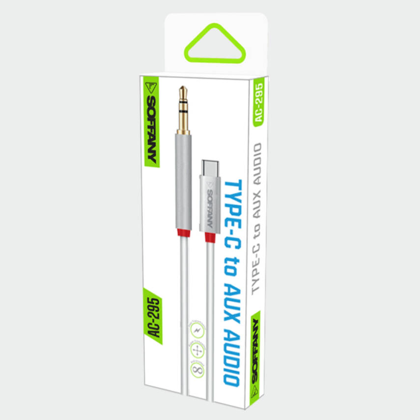 AC-295-001 3.5 mm Jack AUX to Type-C Ses Kablosu Beyaz
