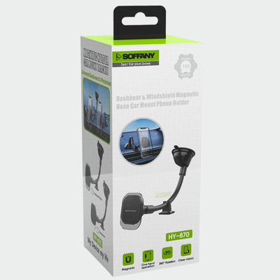 HY-870 360°  Cam Vantuzlu Araç İçi Telefon Tutucu