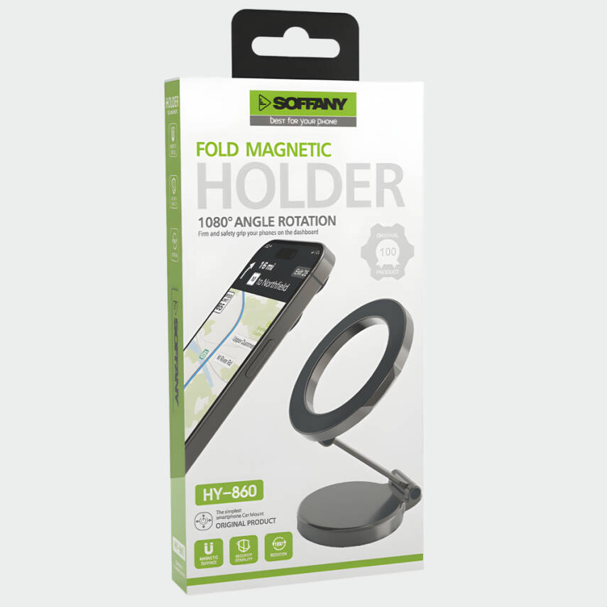 HY-860 360°  Metal Torpido Üstü Magsafe Uyumlu Telefon Tutucu