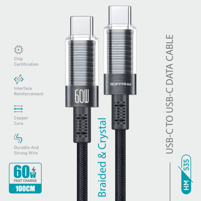 HM-535 60 W Type-C to Type-C Şarj & Data Kablosu