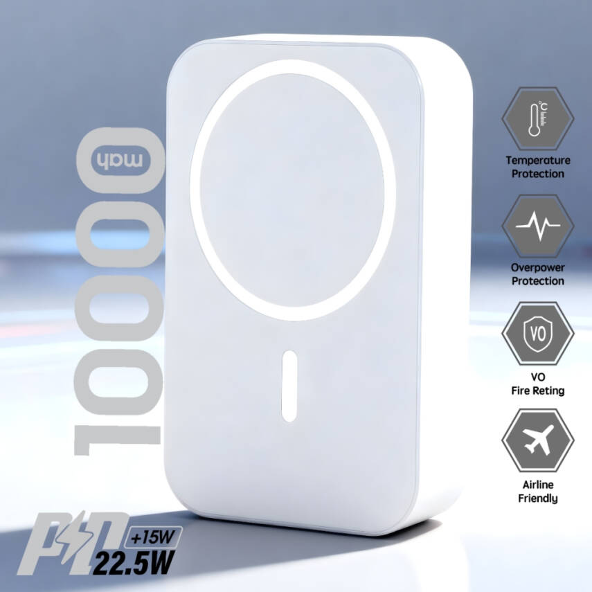 BR-044 10.000 mAh Magsafe  P.Bank  Type-C + USB Giriş-Çıkış Hızlı Şarj